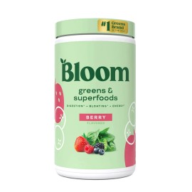 Bloom Nutrition Greens & Superfoods Powder, Mixed Berry, 25 Servings (Exp 10/26)