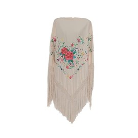 Flamifeel Large Embroidered Scarf 200/130/25 cm, Off-white