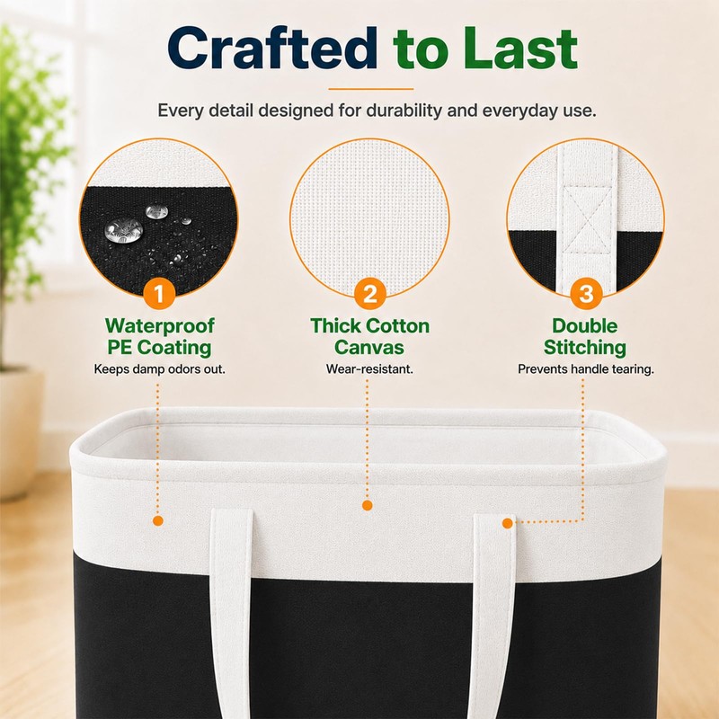 6Pack 75L Laundry Basket, Waterproof Collapsible Laundry Hamper with Handles,