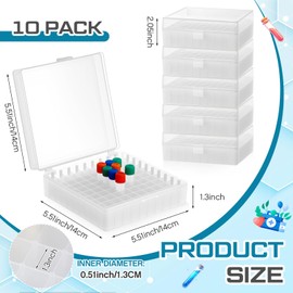 Kingdder 10 Pack 100 Holes Centrifuge Tube Cryogenic Storage Box with Snap Clasp Polypropylene Freezer Box Centrifuge Tubes Holder Rack with Lid Fit 0.5/1.5/2.0 ml for Lab Vial Storage(White)