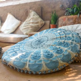 Mandala Life ART Bohemian Floor Cushion Cover –Luxury, Artisan Room Décor Pouf Case for Meditation, Yoga, and Boho Chic Seating Area Floor Pillow – Accent Your Living Room, Bedroom, More