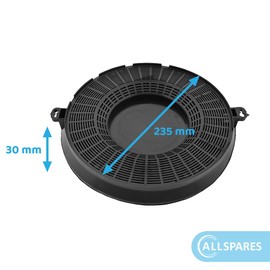 AllSpares Activated Carbon Filter Cooker Hood Suitable for Elica F00572 CFC0140064 | AEG 9029793610 EHFC48 Typ48 | Whirlpool 484000008783 | Indesit C00384665 AMC037 | Diameter: 23 5 mm