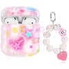 Cute AirPods Case with Love Pendant Colorful Round Bead Keychain,
