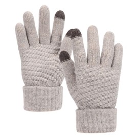 Winter Warm Mittens for Women,Touch Screen Gloves Women Knitted Gloves Warm Soft Lining Elastic Cuff Winter Texting Gloves (Gray)