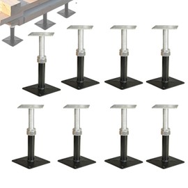 8 Pack Adjustable Screw Jacks Home Leveling (5" to 8" Height) - Heavy Duty Steel House Jacks for Leveling Support Posts for Floor Joists, Crawl Spaces, Decks & Temporary Support