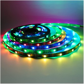 Tesfish 12 V WS2815 LED Strip Light, 5 m RGB Dual Signal LED Pixel Strip SMD 5050 150 LEDs IP30 Full Colour Individually Addressable Programmable LED Light Strip for DIY, Advertising Decoration