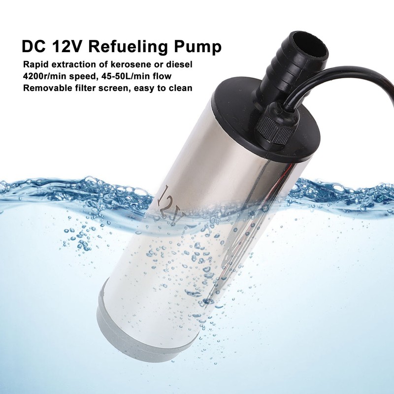 DC 12V Mini Refueling Pump with Filter Stainless Steel Diesel