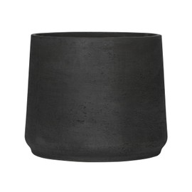 Black FiberCement Round Planter - 15" H x 18" Diameter- Washed Bottom PATT Flower Pot