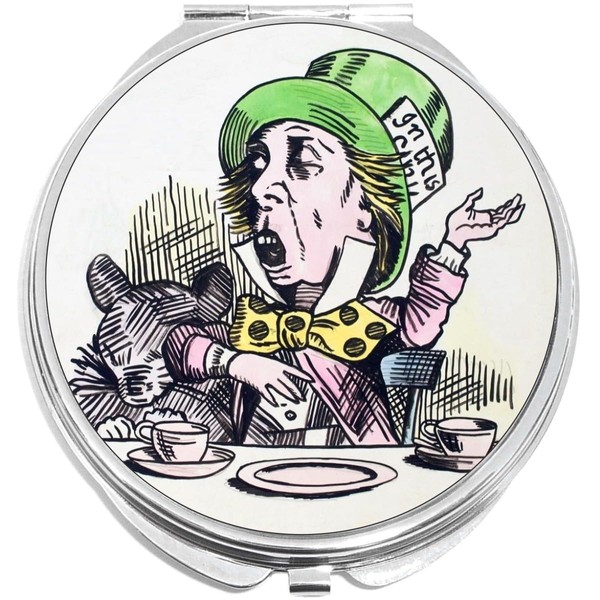 NewCharms Mad Hatter Tea Party Green Hat Compact with Mirrors