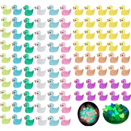 Slzhds 100 Mini Patos, Patos Pequeños, Mini Patos de Resina Luminosos Que Brillan En la Oscuridad para Acuario, Bricolaje Hecho a Mano, Proyecto Escolar, Regalo, Fiesta de Cumpleaños (Pato)