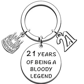 AMZQ Funny 21st Birthday Gifts for Her Men - Being A Legend - Twenty-One Twenty-First Happy Birthday Keyring for Him Her Son Daughter Brother Sister Friend Humour Sarcasm Keyring