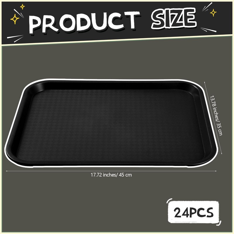 Menkxi 24 Pcs Plastic Fast Food Tray Bulk Restaurant Serving