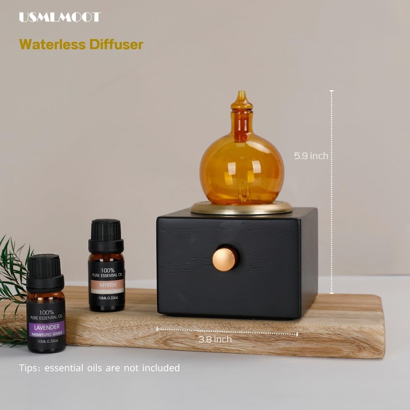 USMLMOOT Cordless Aroma Oil Nebulizer - Waterless Diffuser for Essential