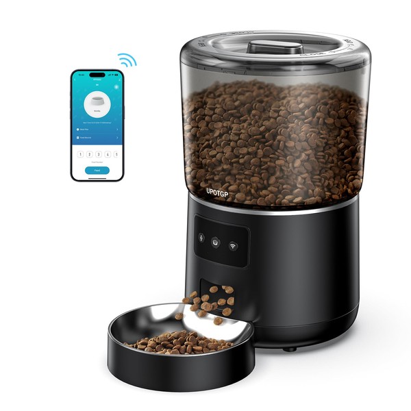 UPOTGP Automatic Cat Feeder, Cat Food Dispenser 4L, 2.4G WiFi
