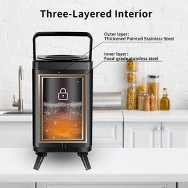 Insulated Beverage Dispenser,AGKTER,Thermal Hot and Cold Beverage Dispenser 10L 2.6Gal Hot Drink Dispenser with Spigot for Hot Tea&Coffee,Cold Milk,Water,Juice (Square Black)