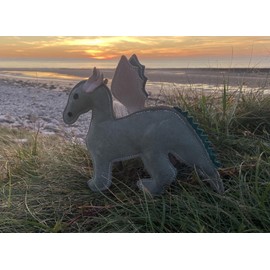 Ruggles Dog Toy - Tough Suede Dog Toy - Eco - Tug and throw (Dinosaur)