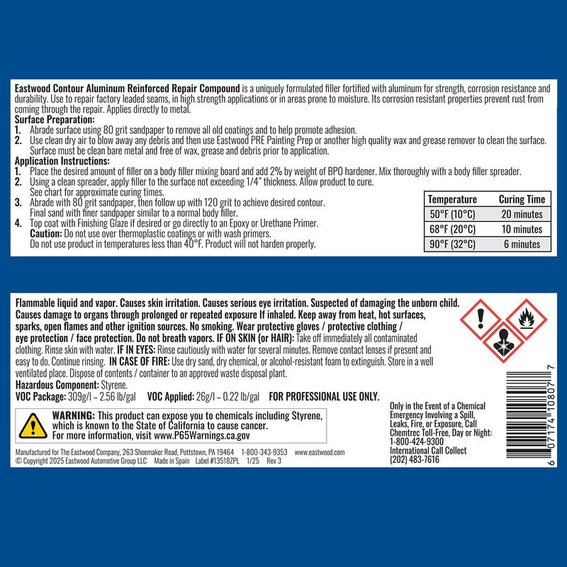 Eastwood Contour® Aluminum Reinforced Repair Compound Body Filler