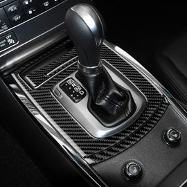FXETRNL Real Carbon Fiber Gear Center Shift Center Console Covers Panel for Infiniti G Series G37 2008-2013, Interior Button Decal Sticker Protective Decoratibe Car Accessories, Black