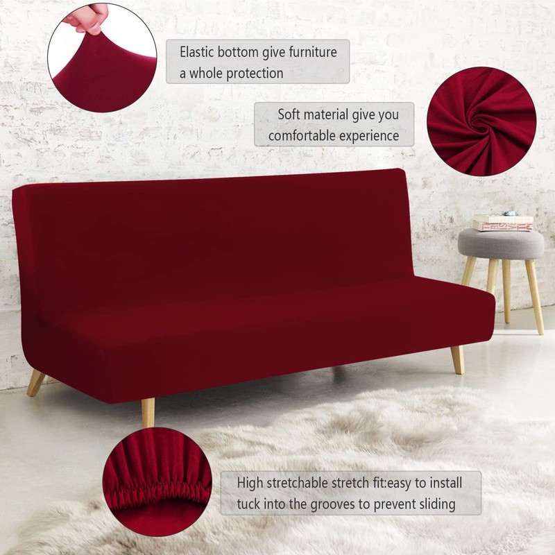 FIGOOO Sofa Cover without Armrests, 3-Seater Elastic Sofa Cover, Armless,
