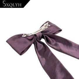 SXQLYH Satin Bow Hair Clip, Women's Hair Clips with Large Bow Acetate Satin, Women's Hair Bows, French Hair Clips, Ballerina Bow, Soft, Silky and Shiny (Purple)