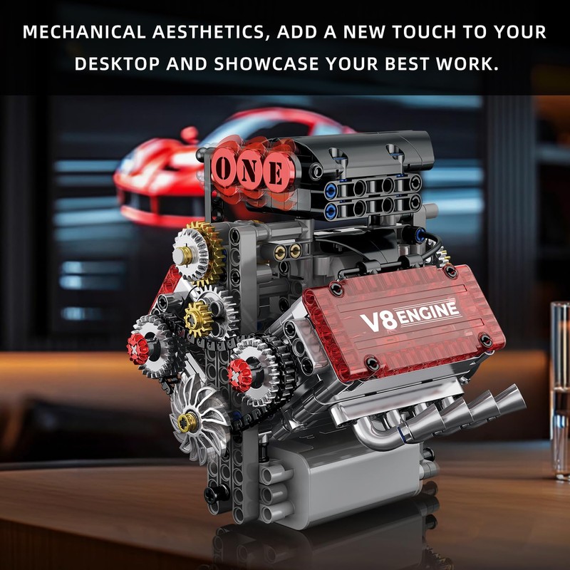 V8 Engine Model Kit That Works Micro Building Blocks Set