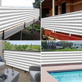 Windscreen4less 3'x25' Deck Balcony Privacy Screen Fence Apartment Balcony Mesh Screen with Zip Ties Chain Link Fence Cover UV Protection for Outdoor Patio Backyard Pool Porch Railing, Grey & White