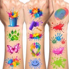 Painting Temporary Tattoos | Painting Birthday Party Decorations Colorful Splash Stickers Paint Art Painting Themed Party Favors Supplies Accessories Artist Gift Idea For Kids Boy Girl Teen Adult