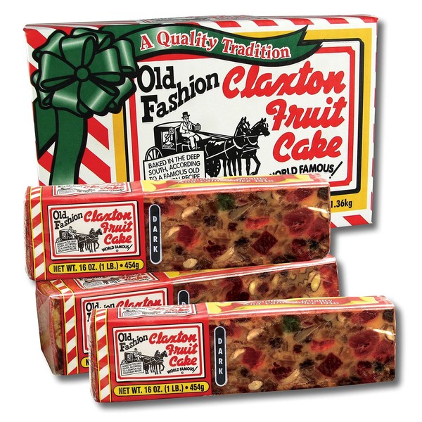 Old Fashion Claxton Fruit Cake 3-1 Lb. DARK Recipe Loaves