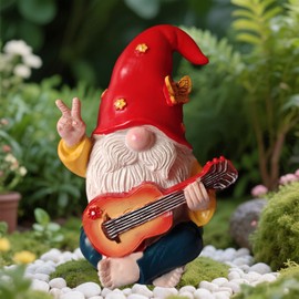 Garden Gnomes Outdoor Funny, Play Guitar Funny Garden Ornaments, Waterproof Resin Garden dwarf Statue for Outdoor & Indoor Decorations, Multicolour