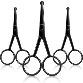 Mudder 3 Pieces Nose Hair Scissors Rounded Tip Scissors Facial Hair Trimming Stainless Steel Blunt Tip Trimmer for Eyebrows, Nose, Moustache, Beard, Grooming