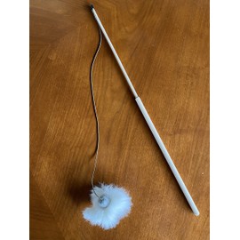 Cat Toy Bat Flyer Wand| Grey Felt with White Fur| Natural Birch Wood Rod | Great Teaser and Exerciser for Smaller Cats and Kitten | Interactive and Soft | Handcrafted in The USA | 1-Pack
