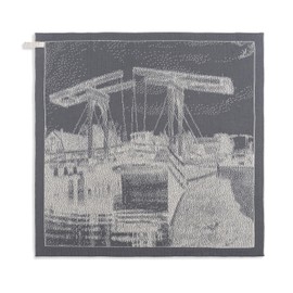 KNIT FACTORY - Kitchen Towel Bridge - Ecru/Med Grey