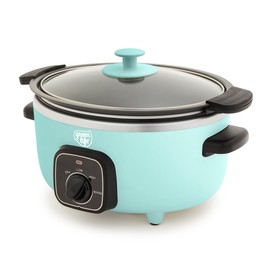 GreenLife 3.5QT Slow Cooker, Non-Toxic PFAS-Free Ceramic Nonstick Removable Interior Bowl, Programmable, Keep Warm, Stovetop & Oven Safe, Dishwasher Safe Parts, Glass Lid, Turquoise