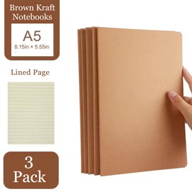 KISSKI·H Olvido 3Pack Notebook Journals for Travelers, A5 Writing Travel Journal Bulk for Work/Business/Office, 80 Pages, 40 Sheets Lined Paper, Softcover Graph Notebooks for Women/Men, 5.5x8.3 inch