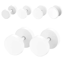 4 Pairs Unisex 6-12MM Stainless Steel Stud Earrings Set,Cupimatch Ear Piercing Plugs Faux Gauges Illusion Tunnel Screw Earrings, White