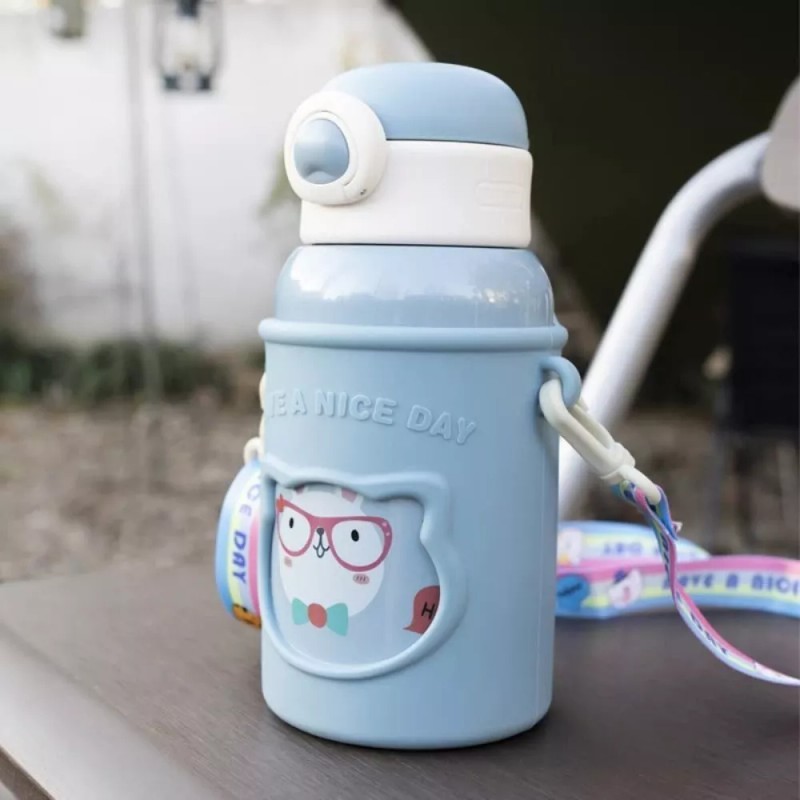 Maíz Vaso Bebe Botella Infantil + Popote Agua Kawaii Antiderrame