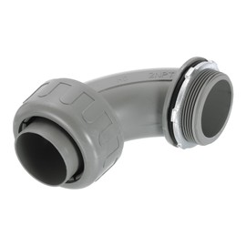sourcing map Nonmetallic Liquid Tight Connector, 2" NPT Plastic Flexible 90 Degree Conduit Fitting for Conduit, Pipe Tube Connection and Leakproof, Gray