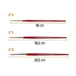 PENNELLIFICIO 2000 | Set of 3 Fine Art Brushes Ox Hair Brushes Extra Round Ideal for Oil Paints Professional Use - Made in Italy