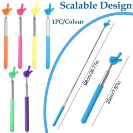 6 Stück Zeigestab Ausziehbar, Edelstahl Finger Pointer Stick 68Cm, Zeigefinger Stab, Multifunktions Zeigestock mit Hand für Klassenzimmer Interaktion, Vorlesungen, Lesen und Präsentationen