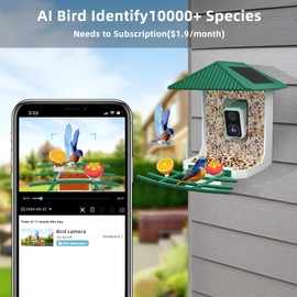 Kurain® Smart Bird Feeder with Camera, 2.5K Video Birds Feeder with Solar Panel, AI Identify, Live View, Capture Bird Video, 2.4G/5G WiFi, Instant Arrival Alerts, Ideal Gift for Birdlover