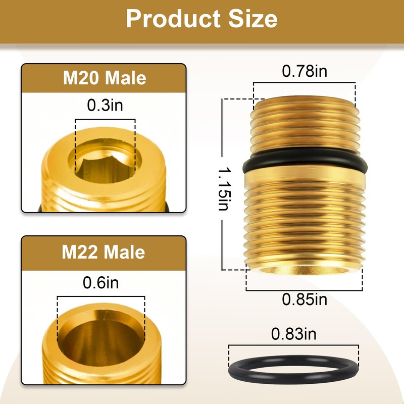 MEILLYOCEAN Pressure Washer Water Pump Outlet Fitting, M20 Male to
