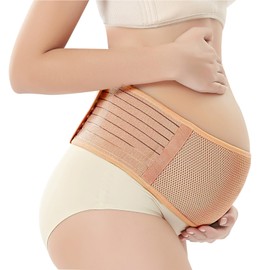 Maternity Belly Belt Band for Pregnancy, Adjustable Breathable Back-support Comfort for Pregnant Women, Relieve Pelvic Waist Back Abdominal Pain & Nude Stretch Fabric with 1 Size