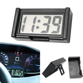 UrbanPulse Car Clock, Small Digital Watch, Car Electronic Clock, Stick-on Type, LED Display, Easy to Read, Compact, Motorcycle, Dashboard, Interior Accessories, Black
