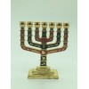 Menorah, metal, design represents the 12 tribes of Israel, red