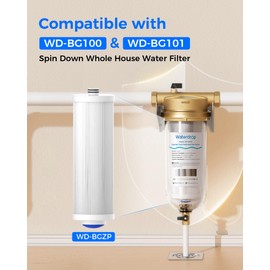 Waterdrop 5 Micron Sediment Water Filter Replacement Cartridge for WD-BG101 Mega Spin Down Whole House Water Filter System, 10" x 3" PP Cotton Filter Replacement Cartridge Pack of 4