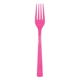 Unique Hot Pink Solid Plastic Forks (18ct) - Durable & Elegant Party Cutlery - Perfect For Parties, Picnics & Every Occasion