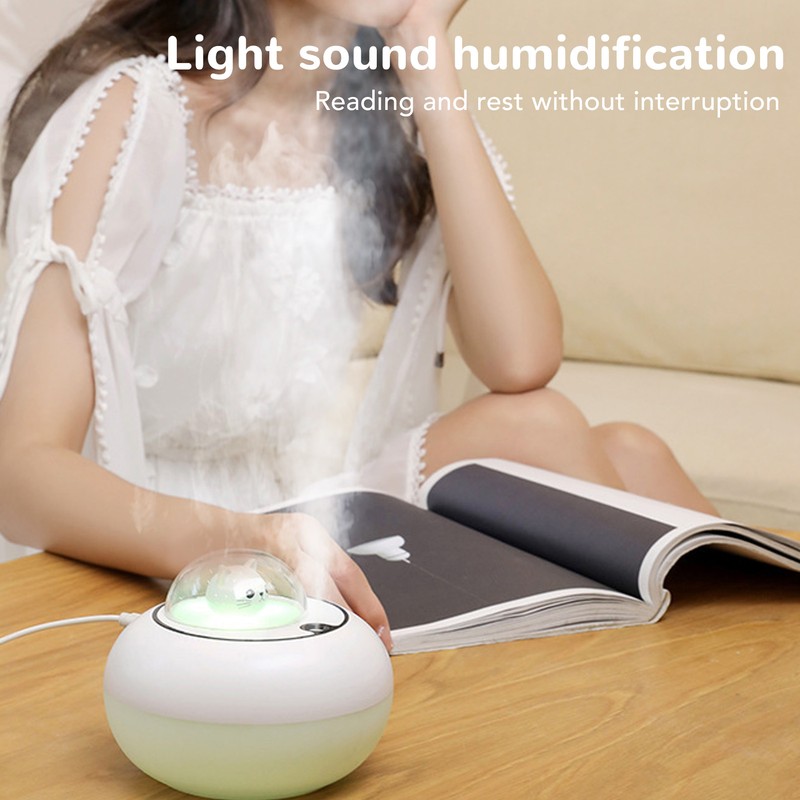 Mini Humidifier Cute Cat Sculpture Portable Quiet Desktop Air Humidifier