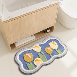 Tapete Alfombra de baño de microfibra gruesa de 15.7 x 31.4 pulgadas, suave, absorbente, antideslizante, lavable a máquina, para tina, ducha y fregadero, color azul