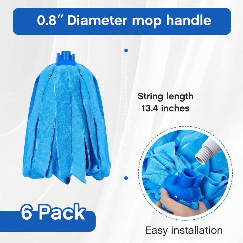 Tanlade 6 Pcs Mop Head Replacement for 0.8 Inch Diameter