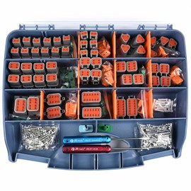 JRready 416Pcs Deutsch DT Connector Kit with Size 16 Stamped Contacts(14-18AWG) - 2, 3, 4, 6, 8, 12 Pin IP67 Waterproof DT Connectors for Truck, Marine, Motorcycle Wiring, 13 A (ST6311)